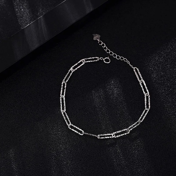 Jewelry - 925 Sterling Silver Sparkling Chain Bracelet Female Ins Niche Design Luxury